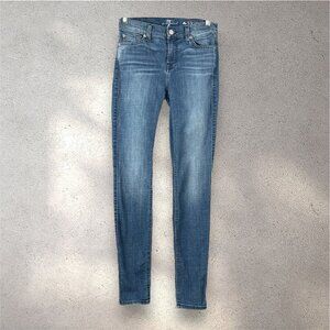 7 For All Mankind The Skinny Jeans Women’s Sz 25 Blue Medium Wash Stretch Denim